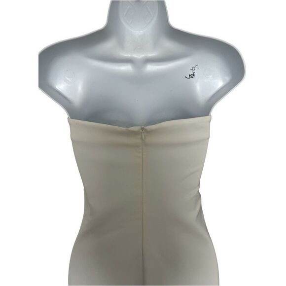 ZARA Elegant Strapless Off White Midi Dress Slightly Wrap style Size M. - Picture 6 of 7